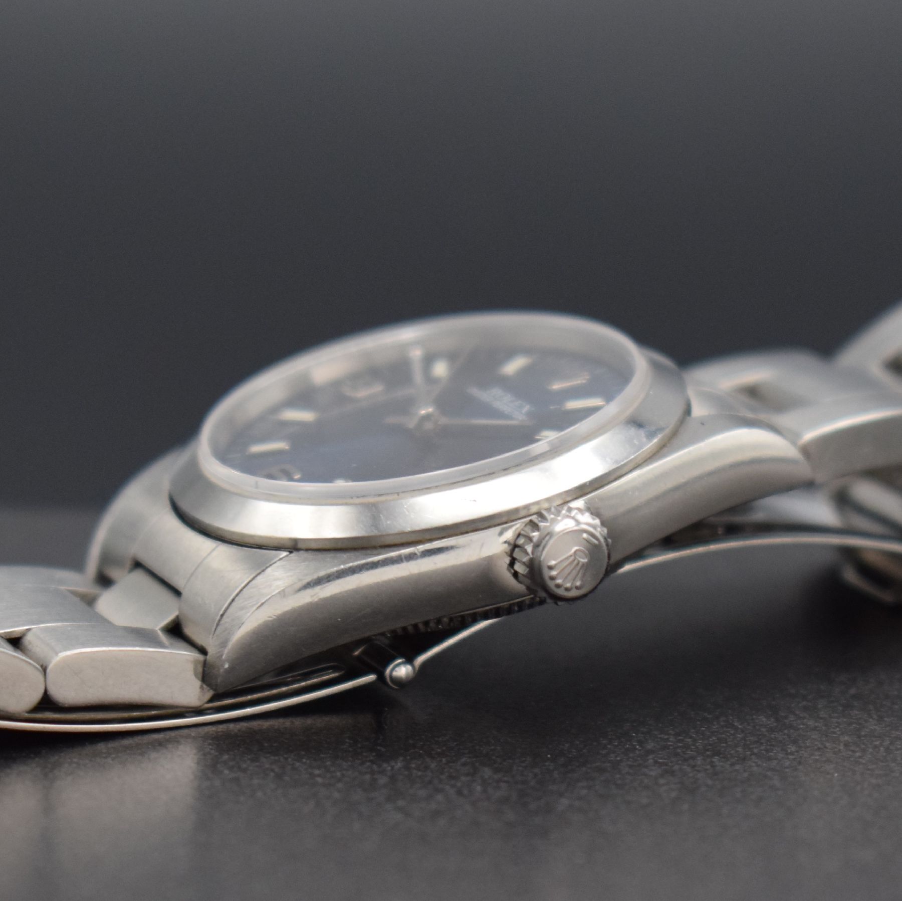 Detail e: ROLEX Mediumarmbanduhr Oyster Perpetual, Automatik, Schweiz um 2002, Ref. 77080, Edelstahl inkl. Oysterband, Boden & Krone verschr., ab Herst. ...