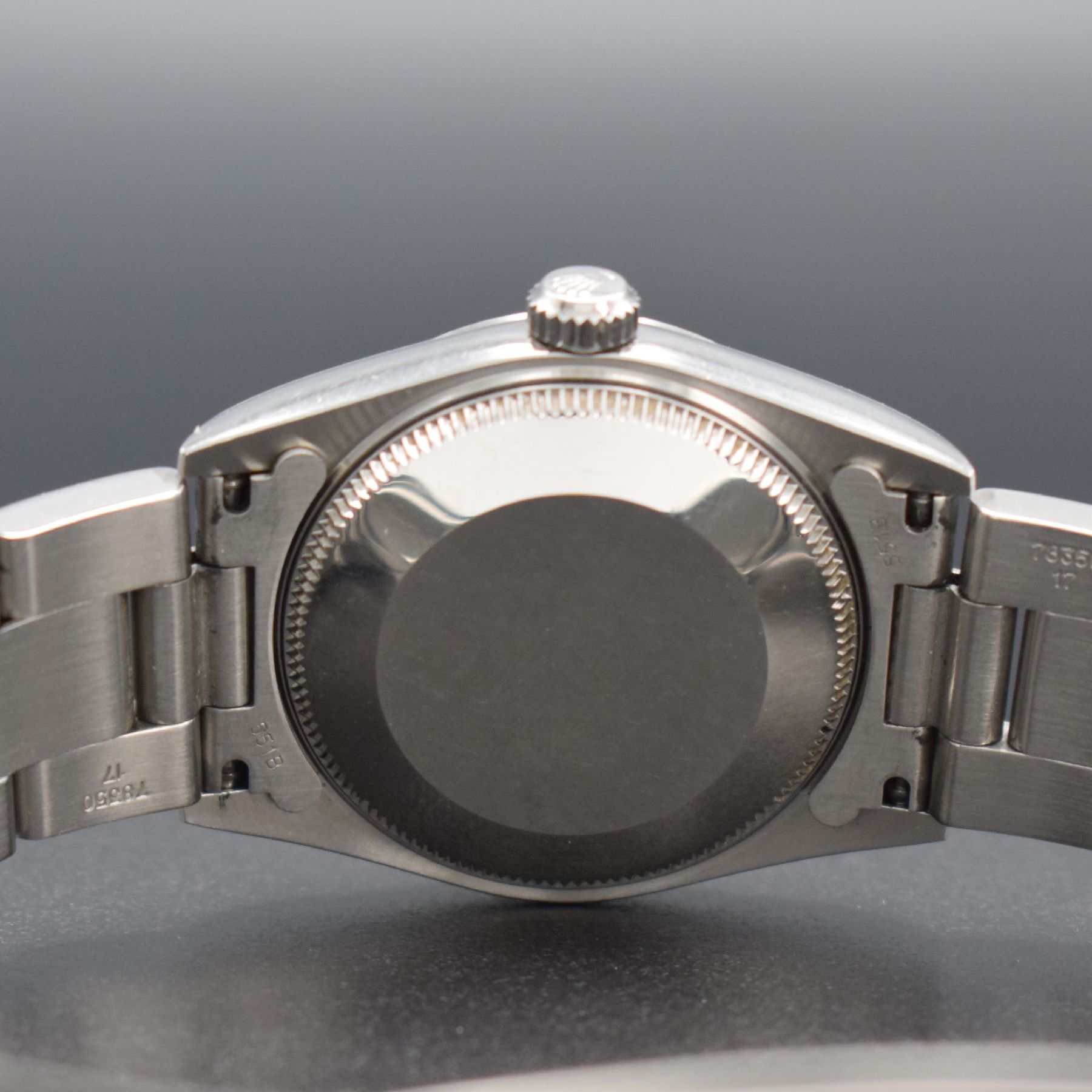 Detail f: ROLEX Mediumarmbanduhr Oyster Perpetual, Automatik, Schweiz um 2002, Ref. 77080, Edelstahl inkl. Oysterband, Boden & Krone verschr., ab Herst. ...
