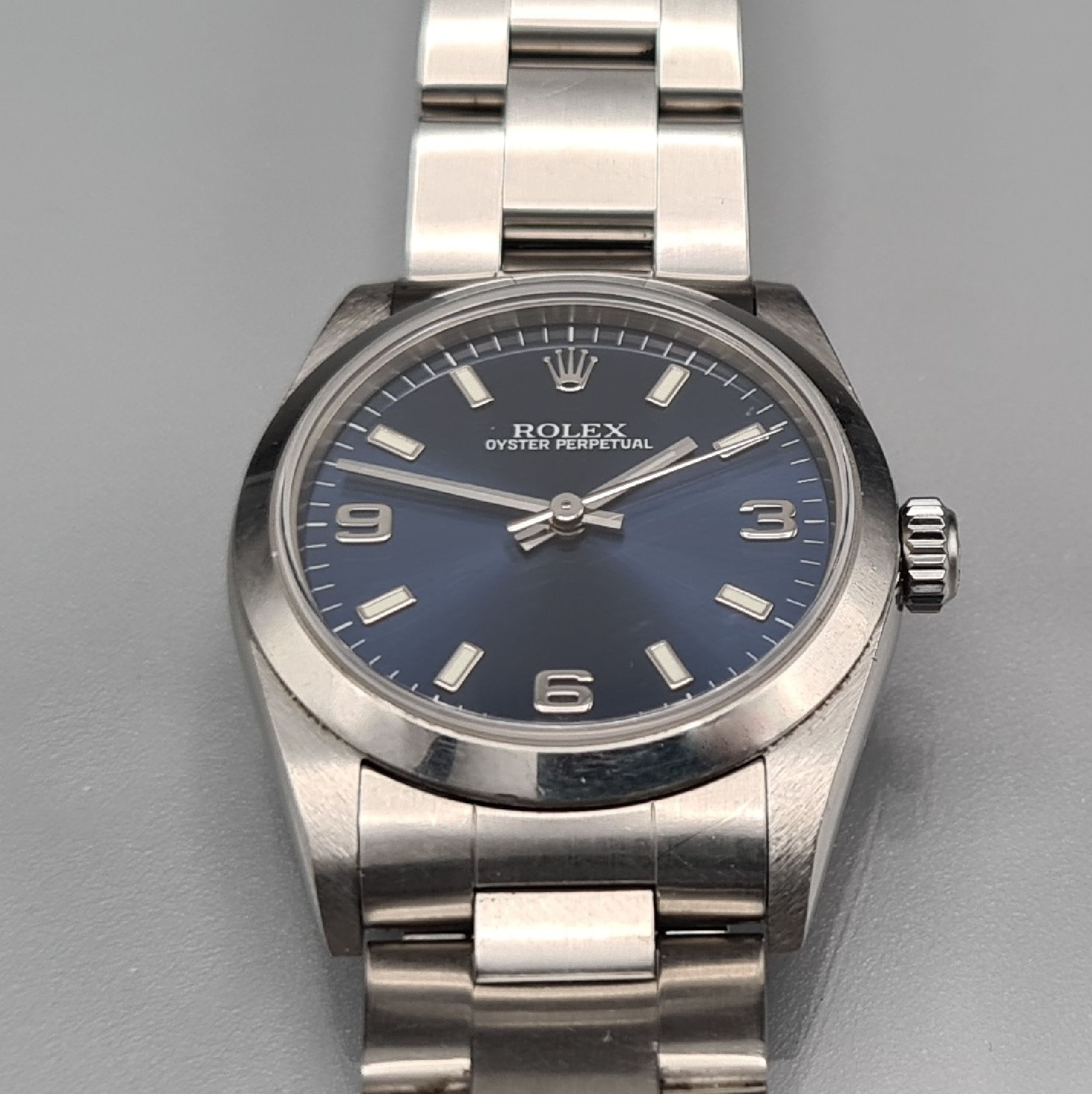 Detail g: ROLEX Mediumarmbanduhr Oyster Perpetual, Automatik, Schweiz um 2002, Ref. 77080, Edelstahl inkl. Oysterband, Boden & Krone verschr., ab Herst. ...