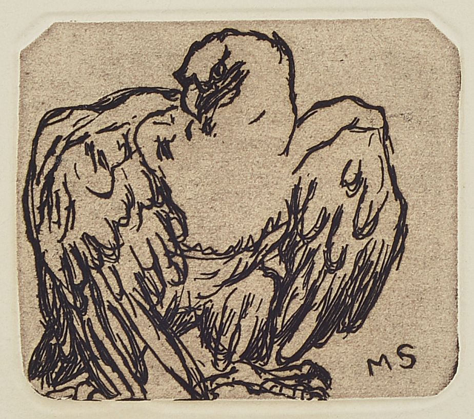 Max Slevogt, 1868 Landshut-1932 Leinsweiler, Adler, Radierung, in der Platte monogr., ca. 7.5x8.5cm, u.Gl., R. ca. 29x26cm