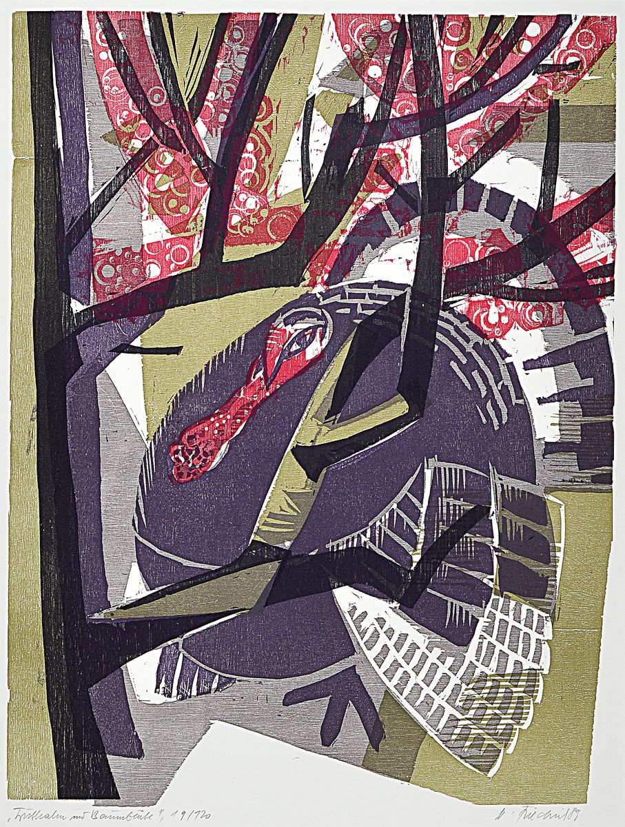 Heinz Friedrich, 1924-2018 Schwetzingen, zwei Farbholzschnitte: Im Weinberg, signiert und dat. 1976, betitelt und num. 47/100, ca. 28x28cm, PP, ...
