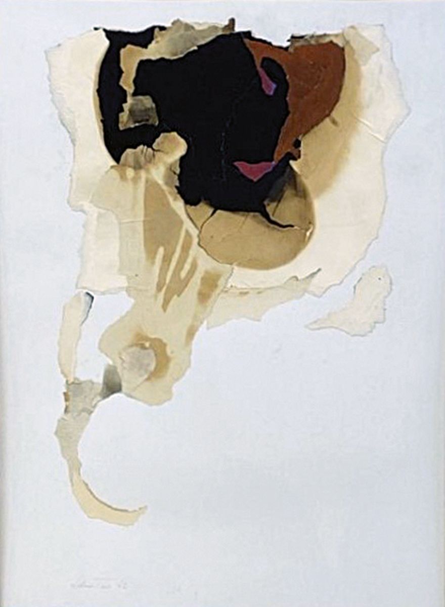 Johannes Schreiter, geb. 1930, Introversion 23/1962/C, Brandcollage, handsigniert, Motiv ca. 48x68 cm, Gesamtmaß ca59x75 cm