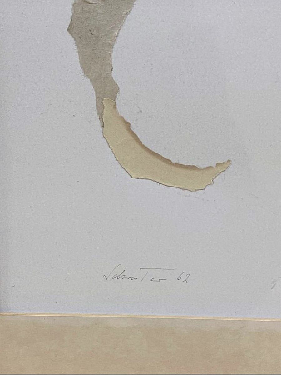 Detail a: Johannes Schreiter, geb. 1930, Introversion 23/1962/C, Brandcollage, handsigniert, Motiv ca. 48x68 cm, Gesamtmaß ca59x75 cm