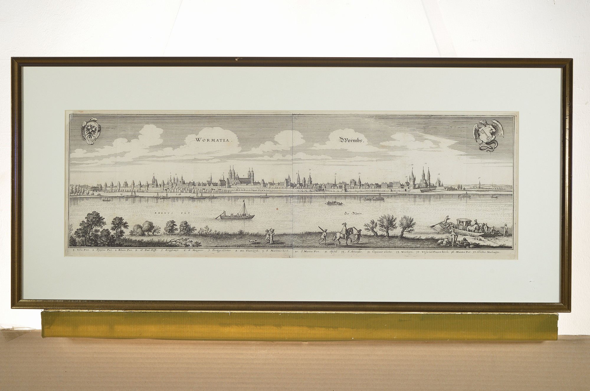 Detail k: 3 Kupferstiche zu den Städten Mainz, Worms und Frankfurt a.M., deutsch, um 1700, Mainz und Worms von M. Merian, mehrfach gefaltet, je ca. 20x68cm, ...