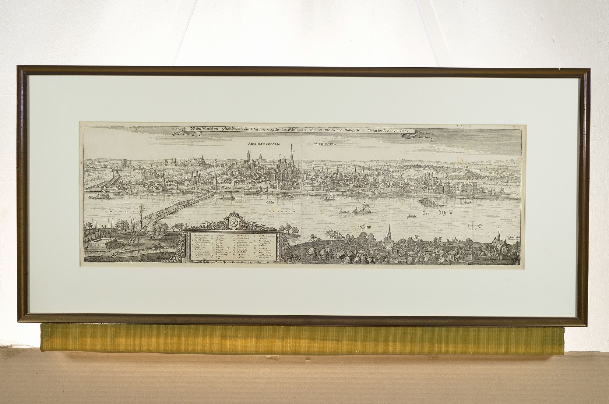 Detail l: 3 Kupferstiche zu den Städten Mainz, Worms und Frankfurt a.M., deutsch, um 1700, Mainz und Worms von M. Merian, mehrfach gefaltet, je ca. 20x68cm, ...