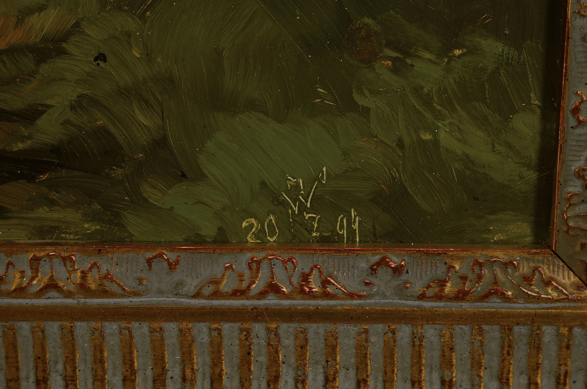 Detail a: Max Wolf, 1824-1901 Heidelberg, Partie aus dem Heidelberger Stadtwald, Öl/Malkarton, ca. 35x49cm, R. ca. 48x62cm