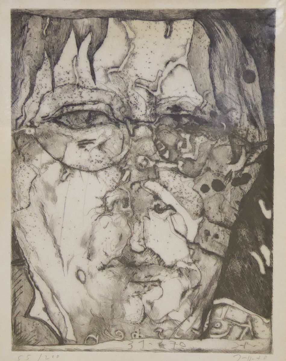 Horst Janssen, 1929-1995, Selbstporträt, Radierung von 1970, signiert und datiert, num. 55/200, ca. 30x20cm, u.Gl., R. ca. 37x28 cm