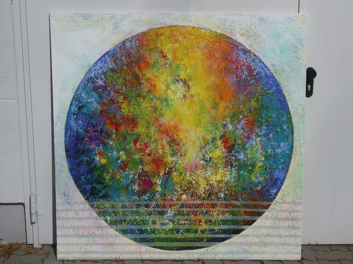 Detail k: Doris Zeidlewitz, geb. 1959, Studium am Städel in Frankfurt und an der Hochschule für Gestaltung Offenbach, hier: The Earth Song, Mischtechnik auf ...