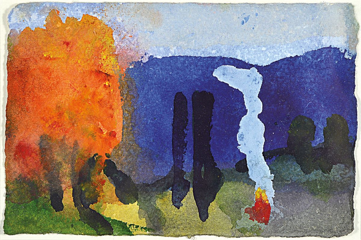 Klaus Fußmann, geb. 1938, Gouache auf dickem Papier, monogrammiert und dat. 2012, Blattgr. 10 x 15.5 cm, Rahmengr. 20 x 26.5 cm
