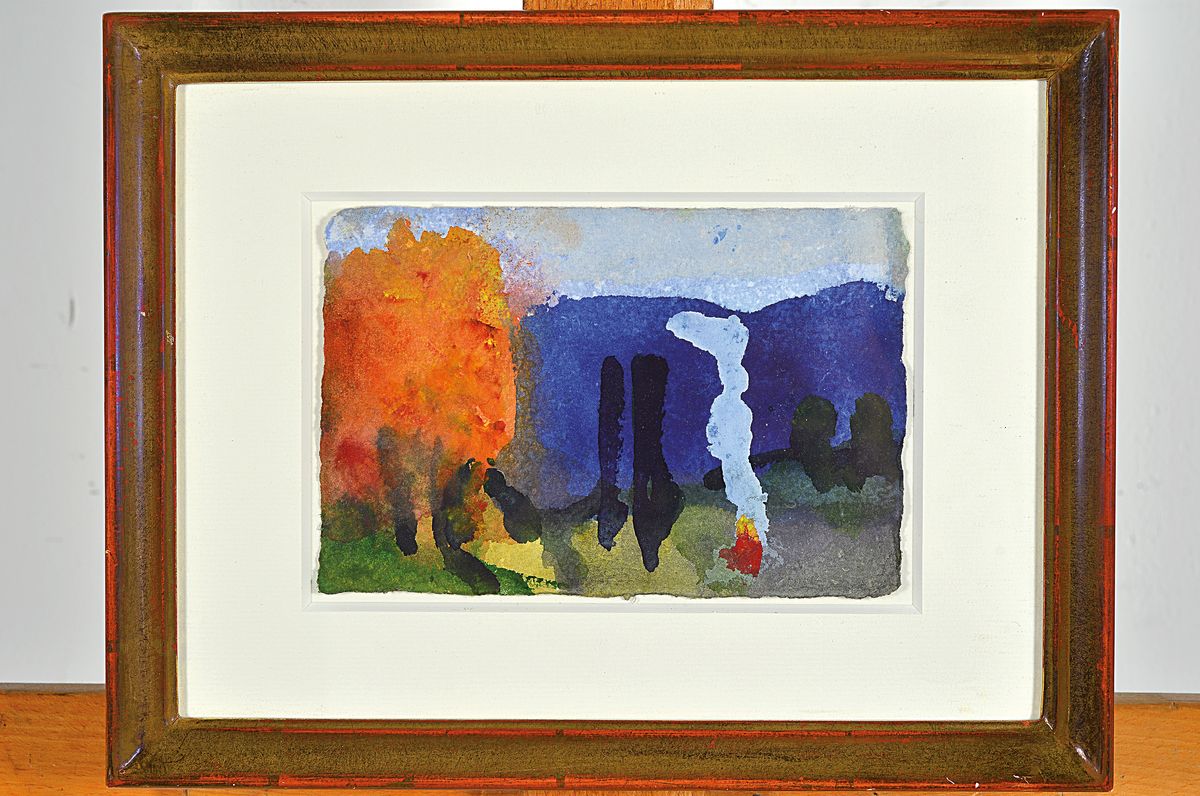 Detail k: Klaus Fußmann, geb. 1938, Gouache auf dickem Papier, monogrammiert und dat. 2012, Blattgr. 10 x 15.5 cm, Rahmengr. 20 x 26.5 cm