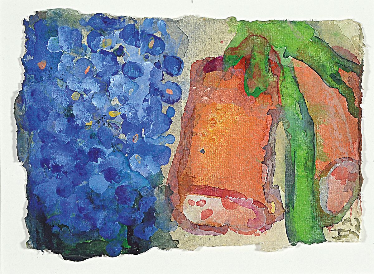 Klaus Fußmann, geb. 1938, Gouache auf dickem Büttenpapier, monogrammiert und dat. 2012m ca, 11 x 15.5 cm Rahmen 29.7 x 36.3 cm