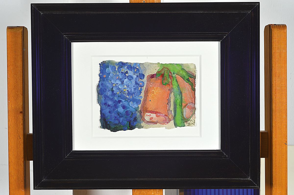Detail k: Klaus Fußmann, geb. 1938, Gouache auf dickem Büttenpapier, monogrammiert und dat. 2012m ca, 11 x 15.5 cm Rahmen 29.7 x 36.3 cm