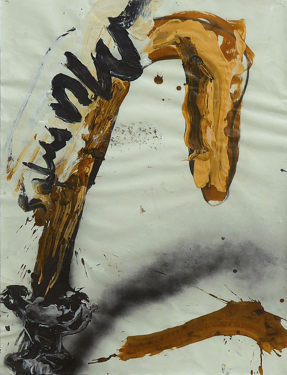 Dieter Krieg, 1937 Lindau - 2005 Bergheim, Acryl und Kohle auf Bütten zwei zusammengefügten Blatt Büttenpapier, rückseitig handsigniert und dat. ...