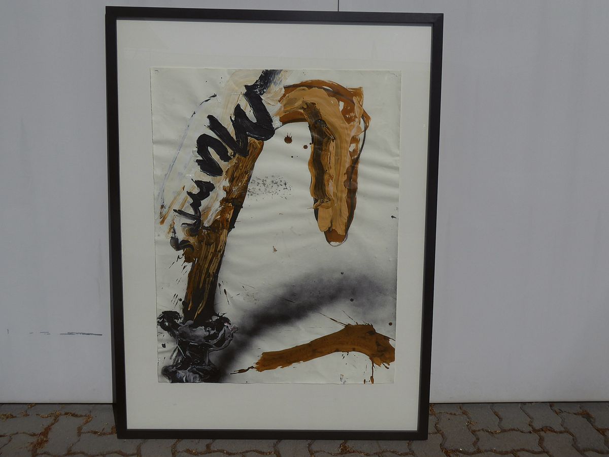 Detail k: Dieter Krieg, 1937 Lindau - 2005 Bergheim, Acryl und Kohle auf Bütten zwei zusammengefügten Blatt Büttenpapier, rückseitig handsigniert und dat. ...
