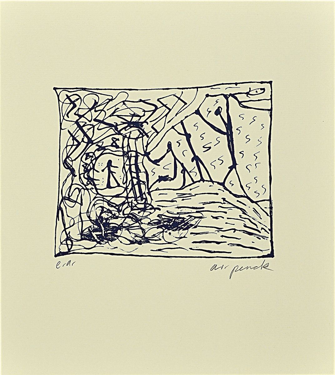 A.R. Penck, 1939 - 2017, Siebdruck, handsigniert und bezeichnet, e.a. (Künstlerexemplar aus einer Auflage von 99 Exemplaren), aus 1979, Blattgröße ...
