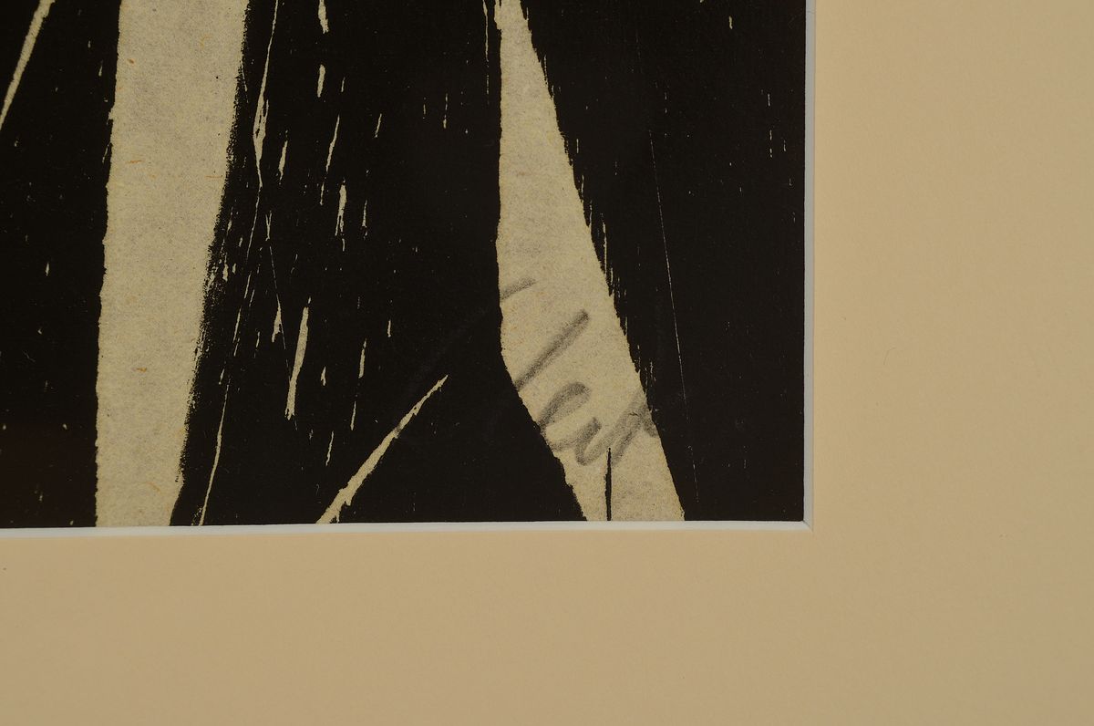 Detail a: Günther Uecker, geb. 1930, Holzschnitt auf feinem handgeschöpftem Japanbütten, handsigniert, num. 16/50, aus 1981, mit Trockenstempel der ...