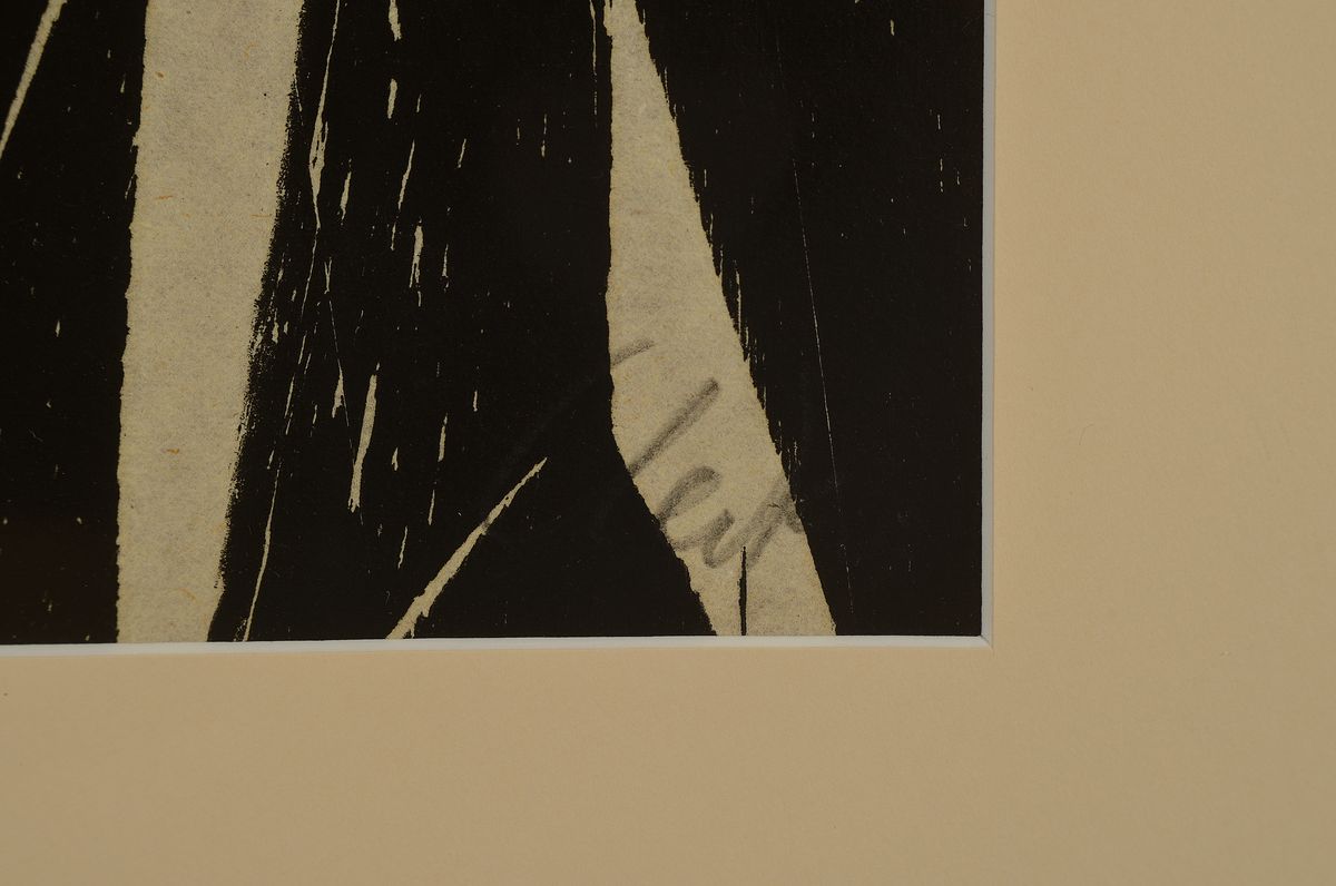 Detail l: Günther Uecker, geb. 1930, Holzschnitt auf feinem handgeschöpftem Japanbütten, handsigniert, num. 16/50, aus 1981, mit Trockenstempel der ...