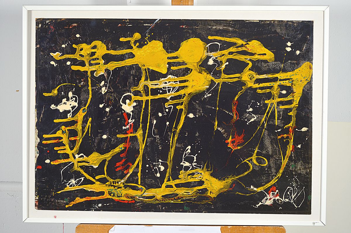 Detail k: Rolf Cavael, 1898 - 1979, Öl/Papier, "abstrakte Komposition", u.e. rechts monogrammiert, 44.5 x 61.5 cm, Rahmen 51 x 71 cm