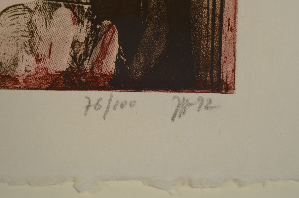 Detail l: Horst Janssen, 1929-1995, Farbradierung von drei Platten, handsigniert und num. 76/100, datiert 1992, WVZ Horst Janssen, Farbradierung, St. Gertrude ...