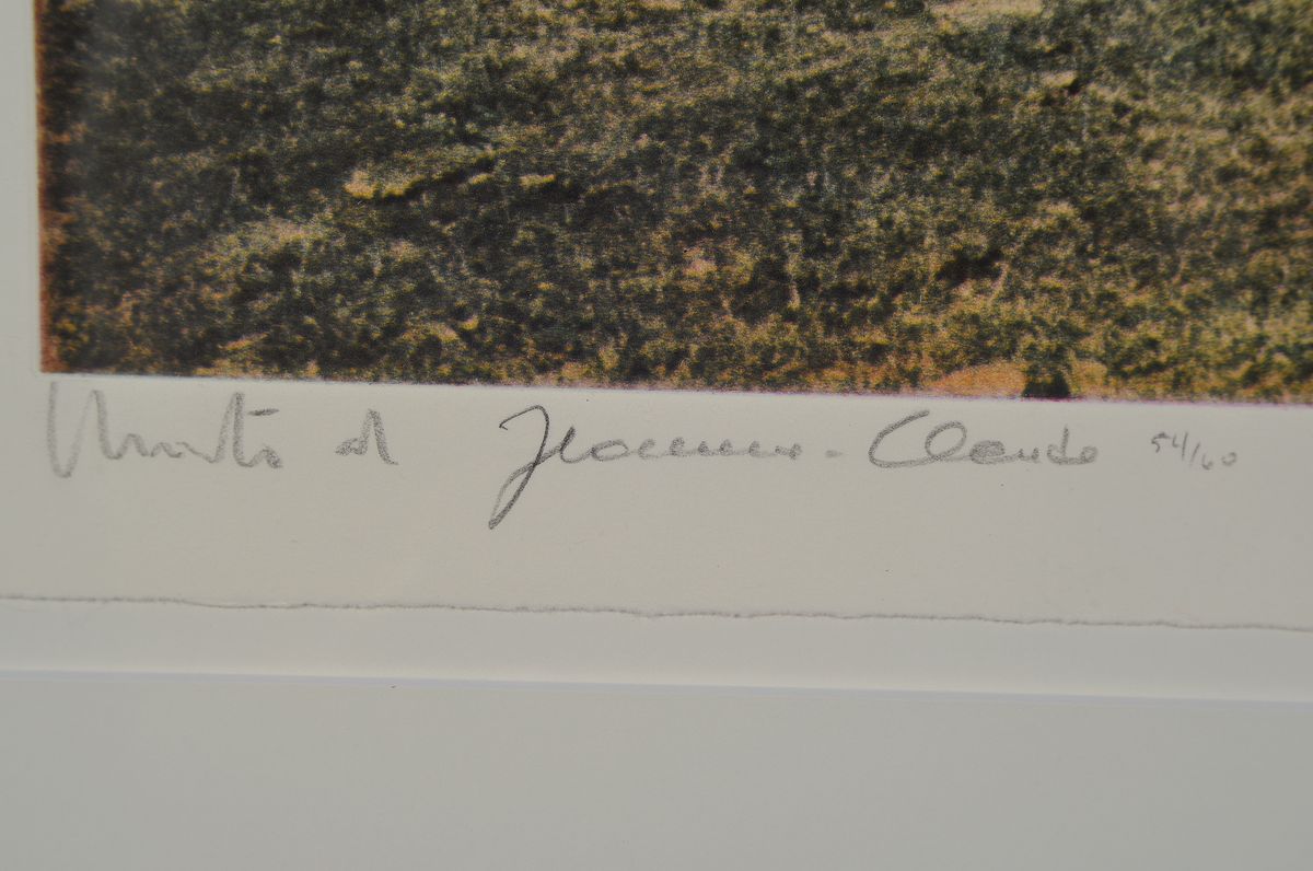 Detail a: Christo, 1935 - 2009, Heliogravur auf BFK Papier, handsigniert und num. 54/60, sign. von Christo und Frau Jeanne, ca. 40 x 50 cm, Rahmen: 61 x 71