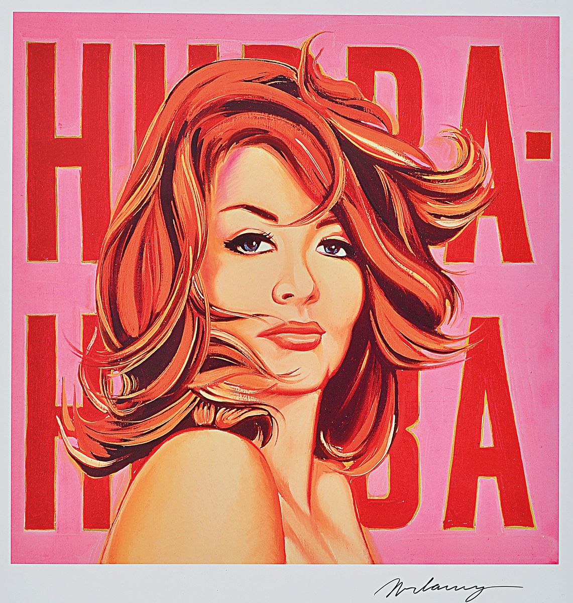 Mel Ramos, 1935 - 2018, Offset auf Lackpapier, "Hubba Hubba", handsigniert, aus 2010, Blattgröße 56 x 41 cm,Rahmen 72 x 52 cm