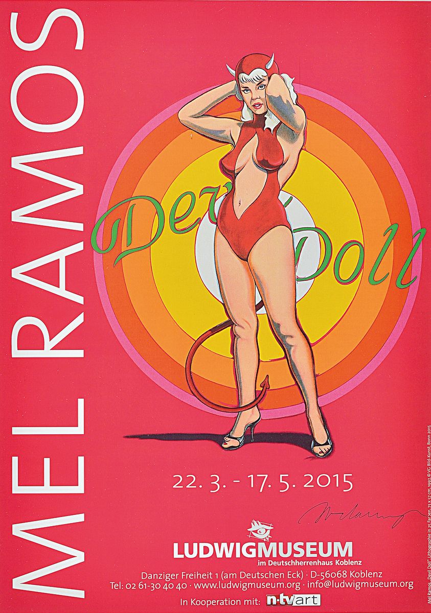 Mel Ramos, 1935-2018, Offset, handsigniert, Devil Doll, Ludwig Museum, 2015, ca. 42 x 29.5 cm, unter Glas Rahmen, 52 x 42 cm