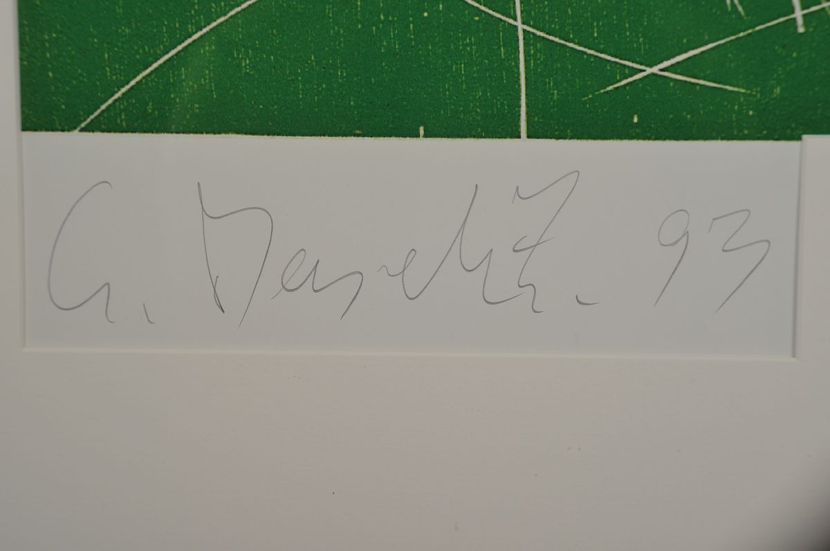 Detail l: Georg Baselitz, 1944 - 2019, Offsetlitho auf dickem Karton, "Der Berg", aus 1993, handsigniert, 100 x 63 cm, Hrsg. Moenchehaus Museum Goslar