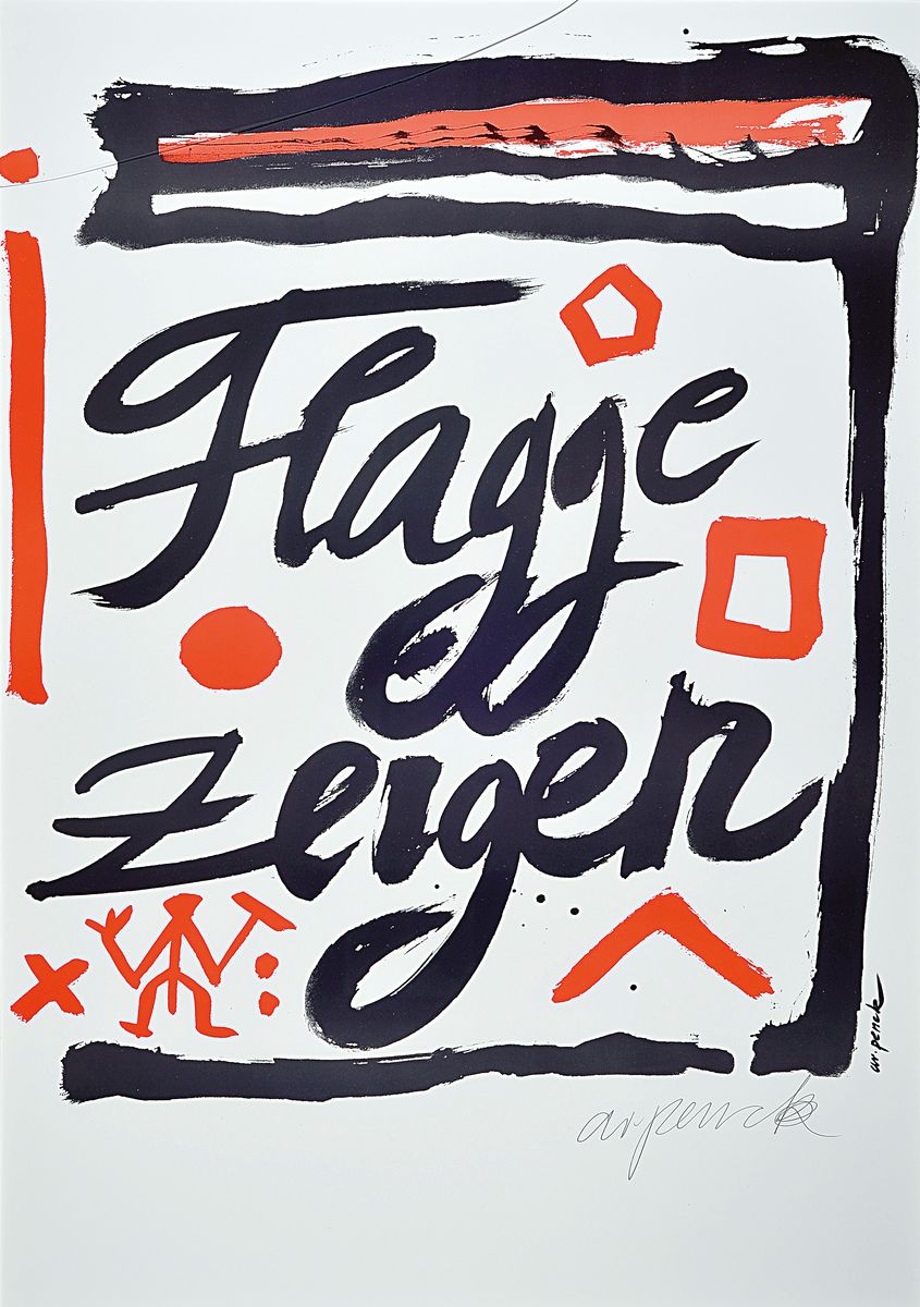 A.R. Penck, geb. 1939 Dresden - 2017, "Flagge zeigen", Farbserigraphie, 1995, nur 35 hand signierte Blätter, ca. 84 x 59.5 cm