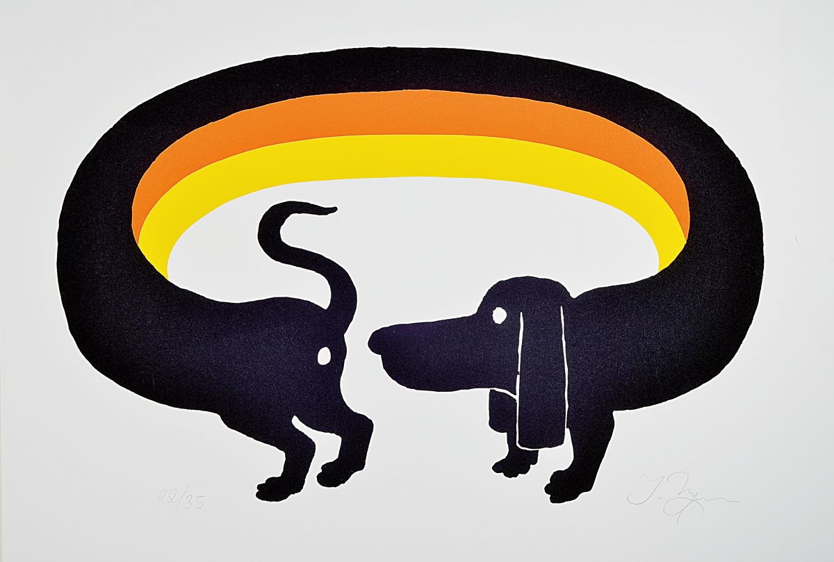 Tomi Ungerer, 1931-2019, Serigraphie auf dickem Karton, "Ost meets West", aus 1994, handsigniert, 21/35, Blattgröße 84 x 59.5 cm