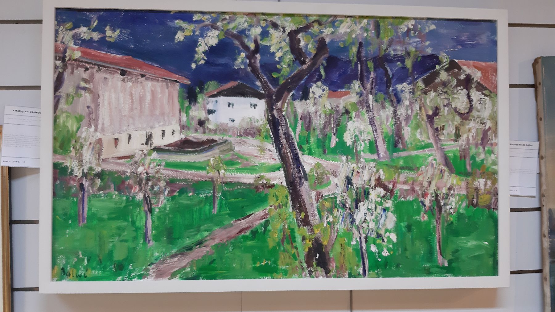 Detail h: Arnold Balwé, 1898 Dresden-1983, süddeutsche Frühlingslandschaft mit blühenden Bäumen, verso signiert und bezeichnet Frühlingsgewitter in Grün ...