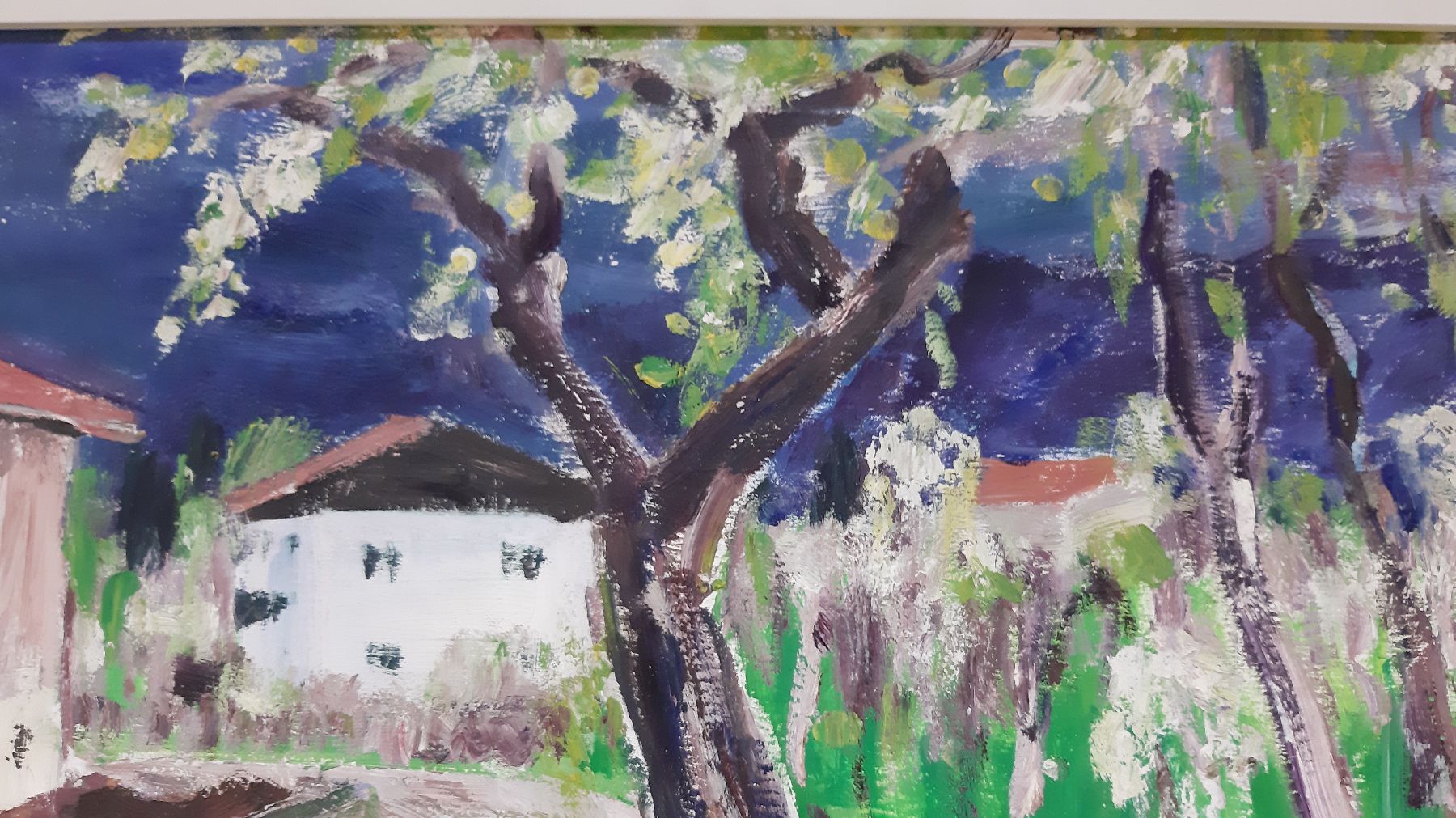 Detail m: Arnold Balwé, 1898 Dresden-1983, süddeutsche Frühlingslandschaft mit blühenden Bäumen, verso signiert und bezeichnet Frühlingsgewitter in Grün ...