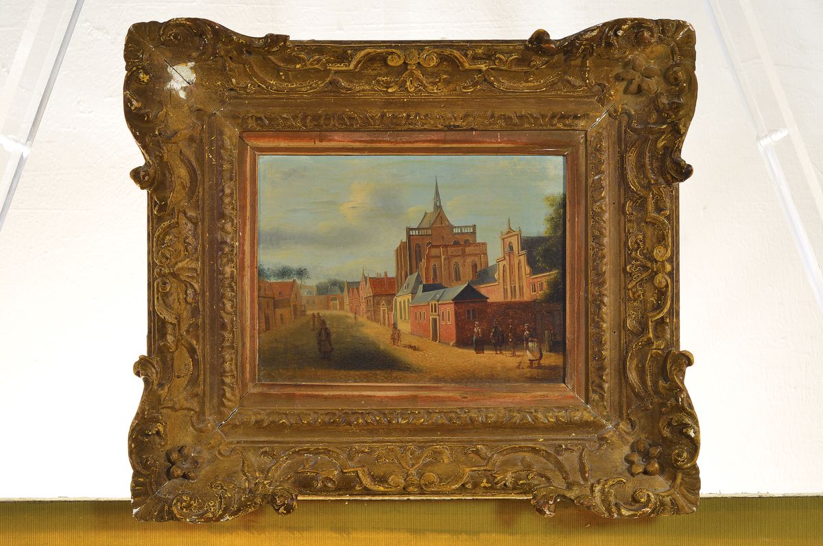 Detail k: Jan Hendrik Verheyen, 1778 Utrecht-1846, Schüler von Osti in Utrecht, Utrechter Stadtansicht, Personen bei der Arbeit, im Gespräch und unterwegs, ...
