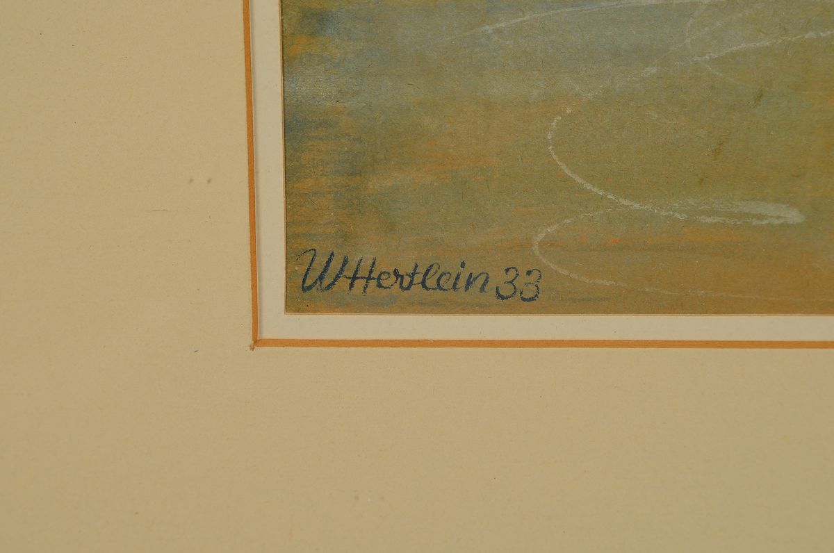 Detail a: Willi Hertlein, 1908 - 1968, Karikatur, Schlittschuhläufer, Aquarell, signiert und dat. 33, 24.5 x 21.8 cm, Rahmen 53.3 x 43.3 cm