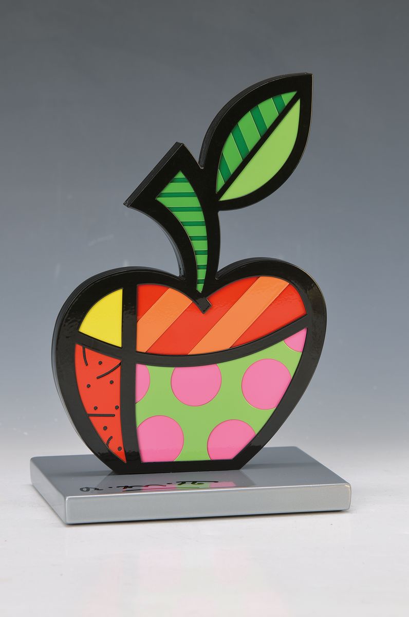 Romero Britto, geb. 1963, ist ein brasilianischer Künstler, Big Apple Skulptur, sign., num. 938/1000, orig. verpackt, ca. 25,5x16 cm