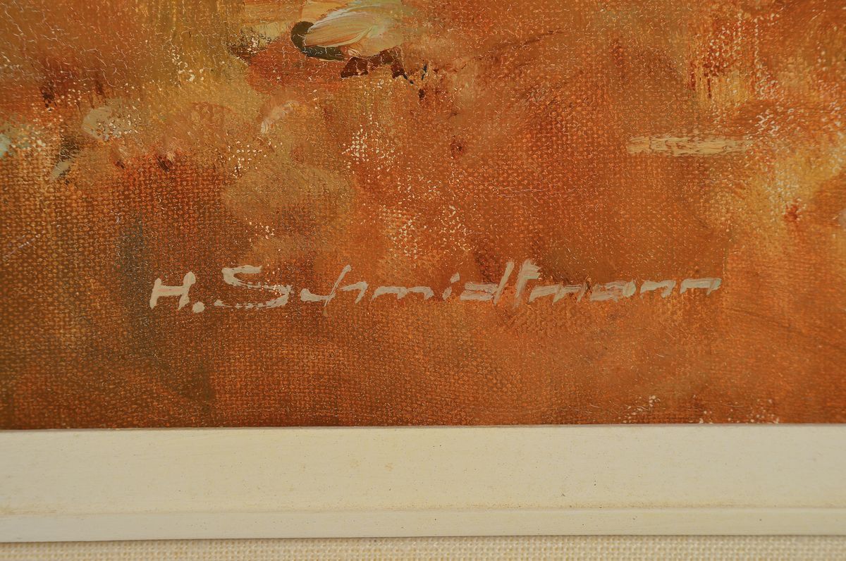 Detail a: Hermann Schmidtmann, 1896-1971, Die Heimkehr der Fischer am Strand, Öl/Lwd, links unten signiert, ca. 60x80cm, R. ca. 76x96cm