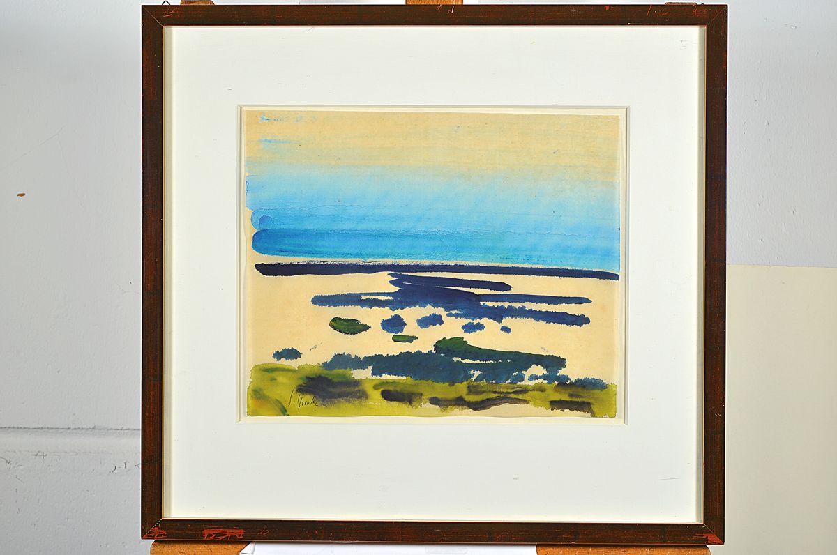 Detail k: Siegward Sprotte, 1913 Potsdam-2004 Sylt, am Strand, Aquarell auf Papier, links unten signiert, ca. 26x32cm, PP, u.Gl., R. ca. 47x51cm