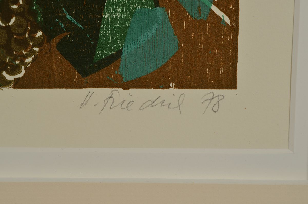 Detail e: Heinz Friedrich, 1924 Schwetzingen-2018, 3 Farbholzschnitte, Frühling, Herbst und die schöne Palatina, alle drei handsigniert, je ca. 37x27cm, PP, ...