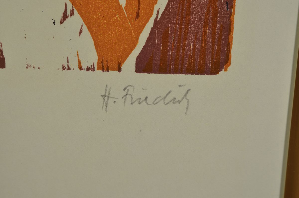 Detail n: Heinz Friedrich, 1924 Schwetzingen-2018, 3 Farbholzschnitte, Frühling, Herbst und die schöne Palatina, alle drei handsigniert, je ca. 37x27cm, PP, ...