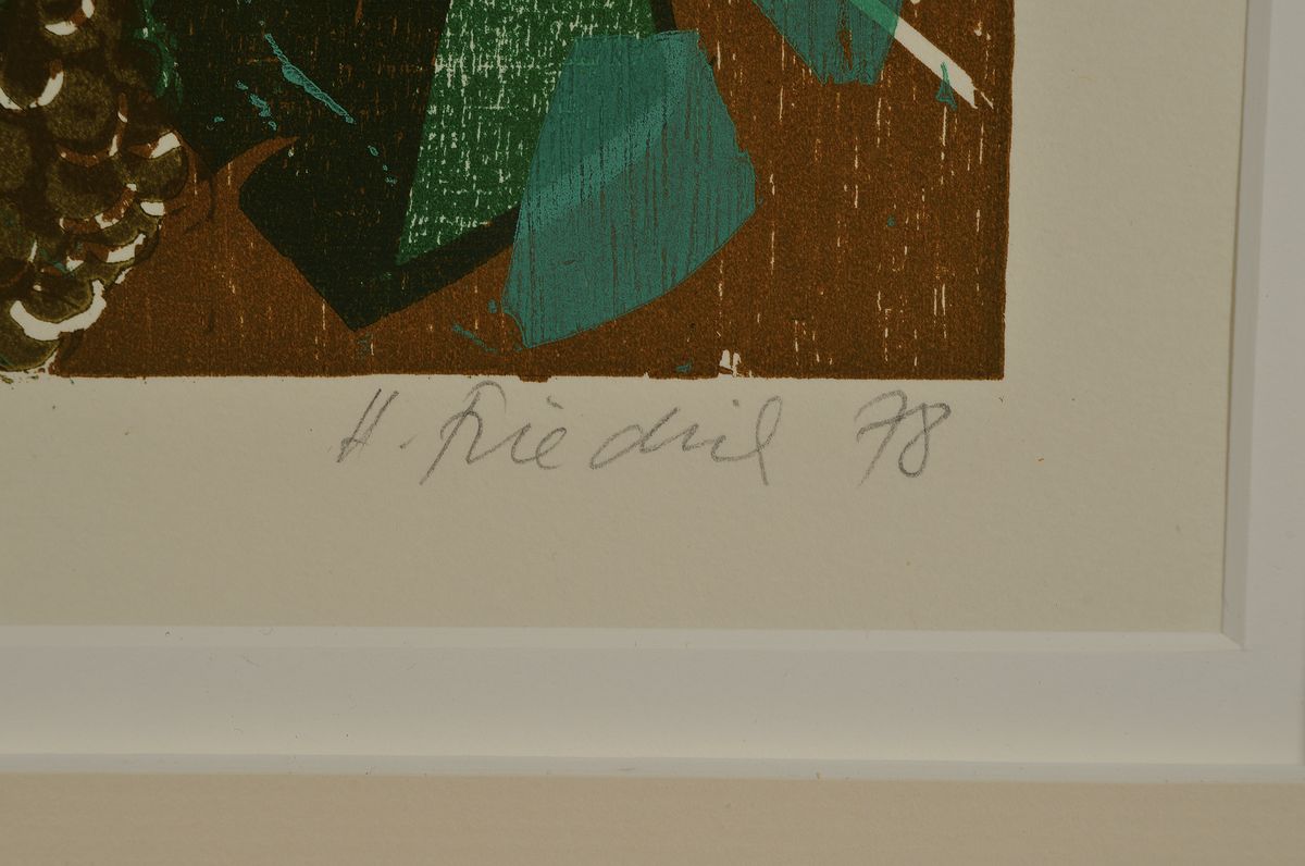 Detail p: Heinz Friedrich, 1924 Schwetzingen-2018, 3 Farbholzschnitte, Frühling, Herbst und die schöne Palatina, alle drei handsigniert, je ca. 37x27cm, PP, ...