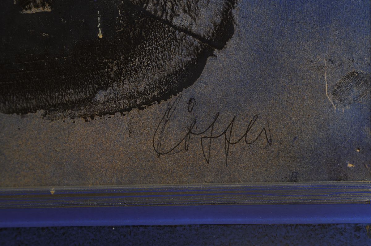 Detail a: Paul Löffler, 1938-1995 Mannheim, Abstrakte Komposition, Mischtechnik aus Tusche und Gouache, rechts unten signiert, ca. 63x95cm, u.Gl., R. ca. ...
