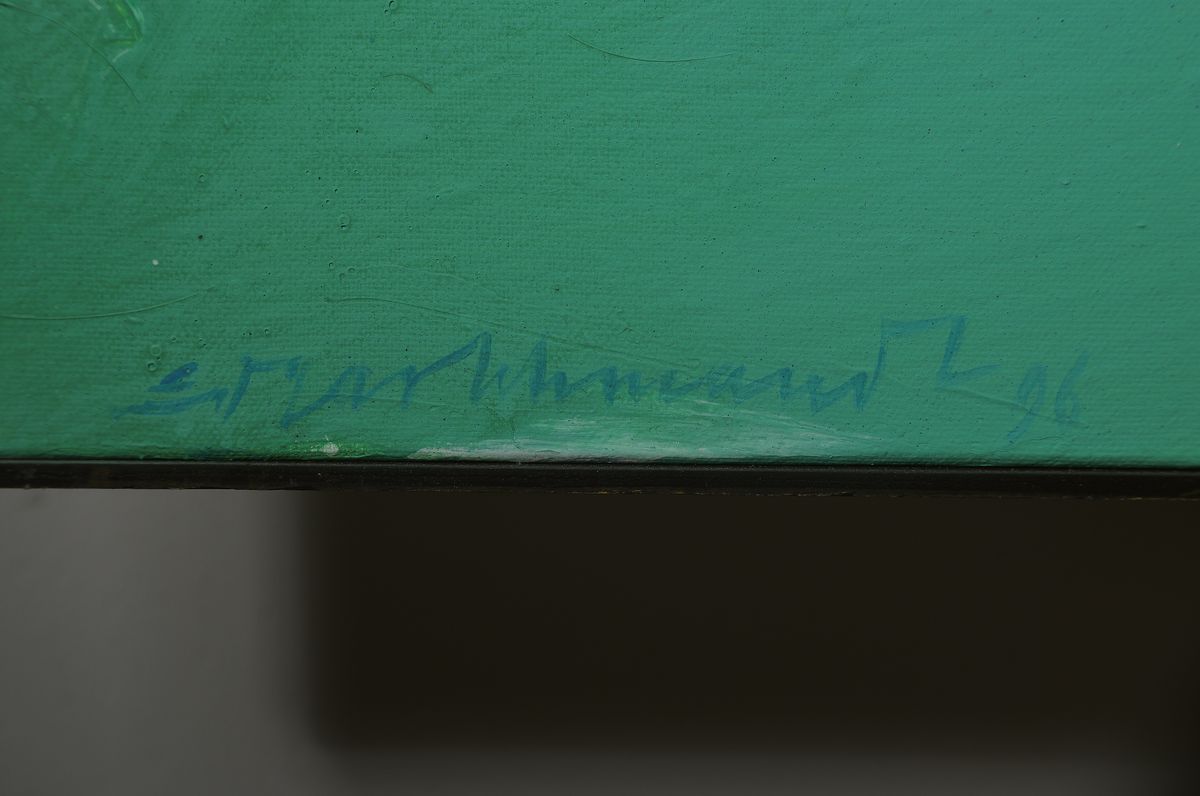 Detail a: Edgar Schmandt, 1929 Berlin-2019 Mannheim, veneno 2, rückseitig so betitelt, Öl/Lwd, signiert und dat. 96, ca. 120x120cm