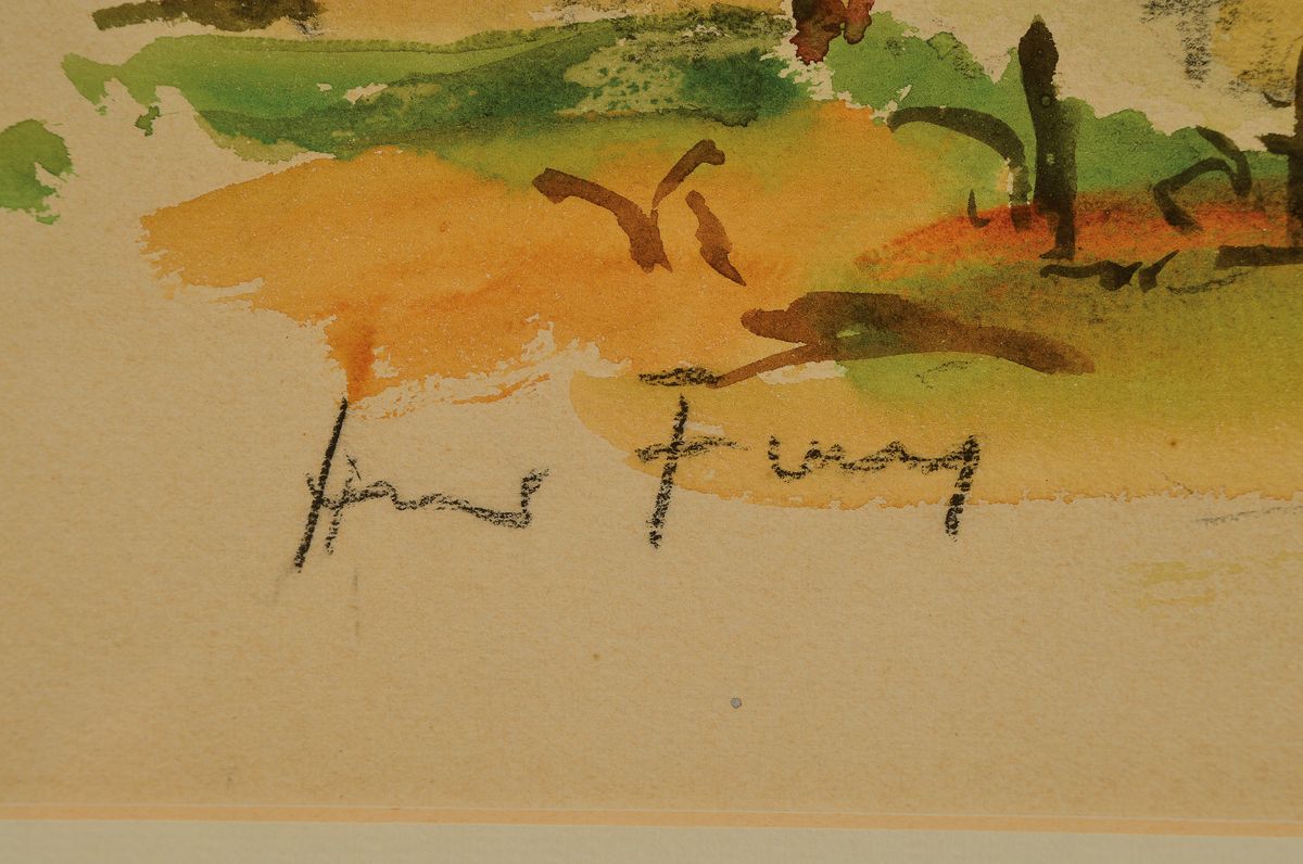 Detail a: Hanns Fay, 1888 Frankenthal-1957 Neustadt, Landschaft am Haardtrand, Aquarell auf Papier, links unten signiert, ca. 37x57cm, PP, u.Gl.,R. ca. 58x78cm