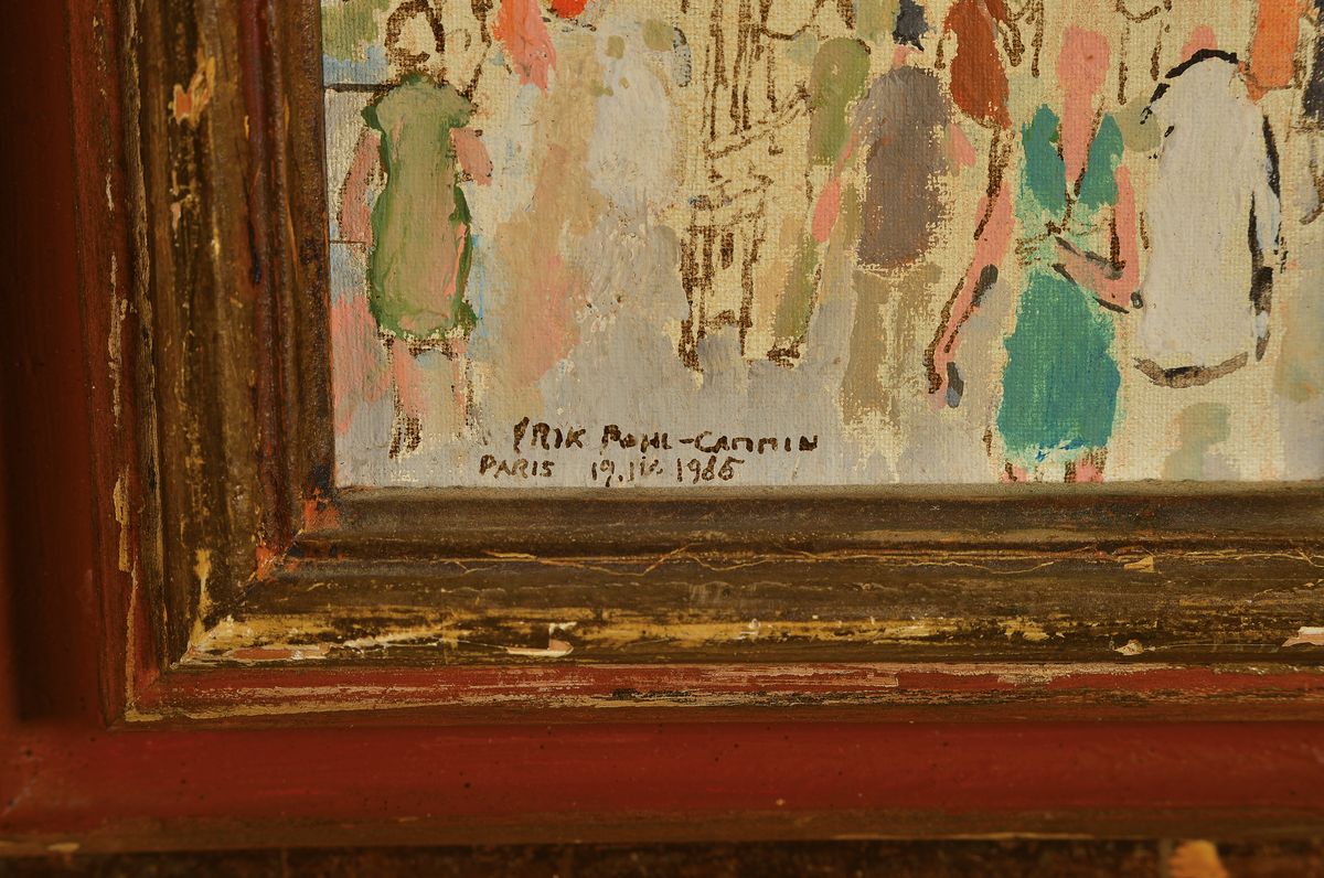 Detail a: Erik Pohl-Cammin, geb. 1911 Stettin, Ansicht aus Paris, Öl/Holz, signiert und dat. Paris 19.IV. 1985, ca. 15x10cm, R. ca. 37x32cm