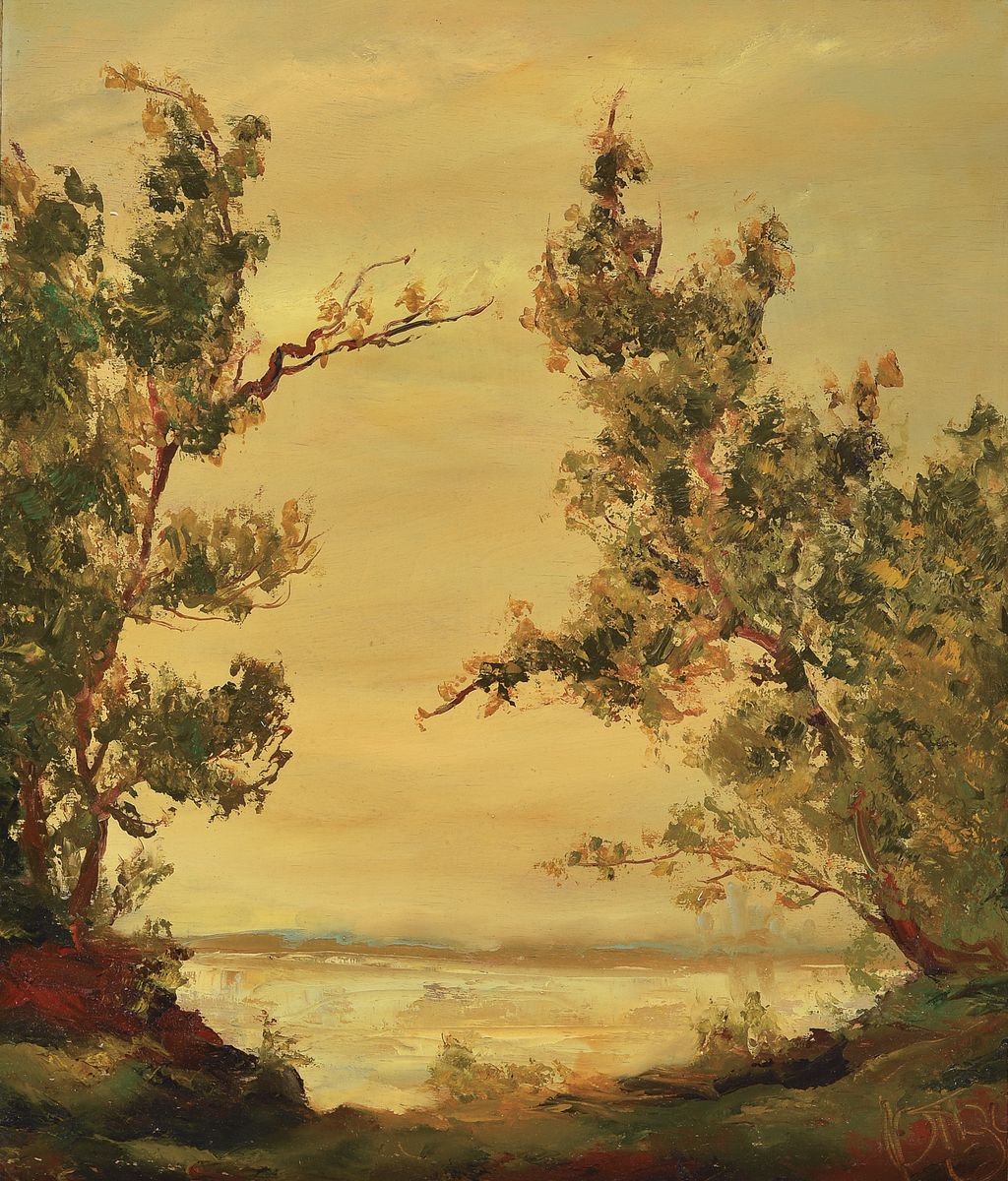 Karl Philipp Spitzer, 1887-1954 Speyer, Ansicht vom Rhein, Öl/Holz, rechts unten signiert, ca. 60x50cm, R. ca. 68x58cm