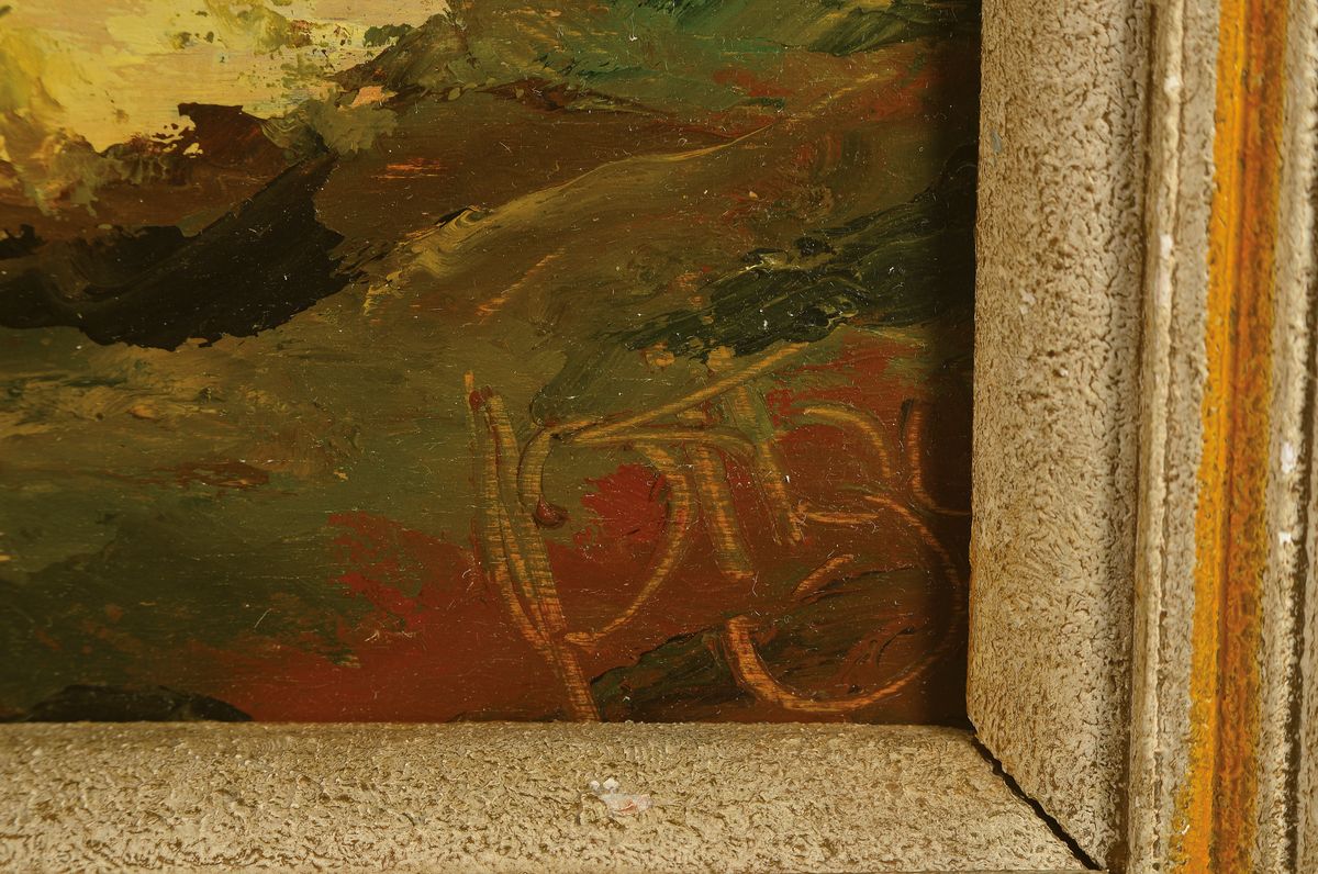 Detail a: Karl Philipp Spitzer, 1887-1954 Speyer, Ansicht vom Rhein, Öl/Holz, rechts unten signiert, ca. 60x50cm, R. ca. 68x58cm