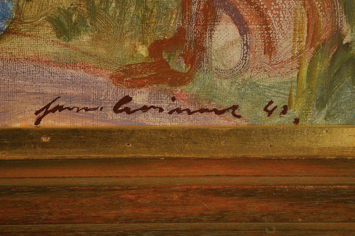 Detail a: Hermann Croissant, 1897-1963 Landau, Landschaft bei Lindenschied, Öl/Lwd, rechts unten signiert und dat. 42, links unten bez. Lindenschied, ca. ...