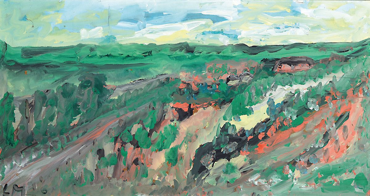 Lothar Malskat, 1912 Königsberg-1988 Lübeck,Studium an der Akademie Königsberg, Landschaft im Herbst, Öl/Holz, monogrammiert, ca. 41x83cm, R. ca. ...