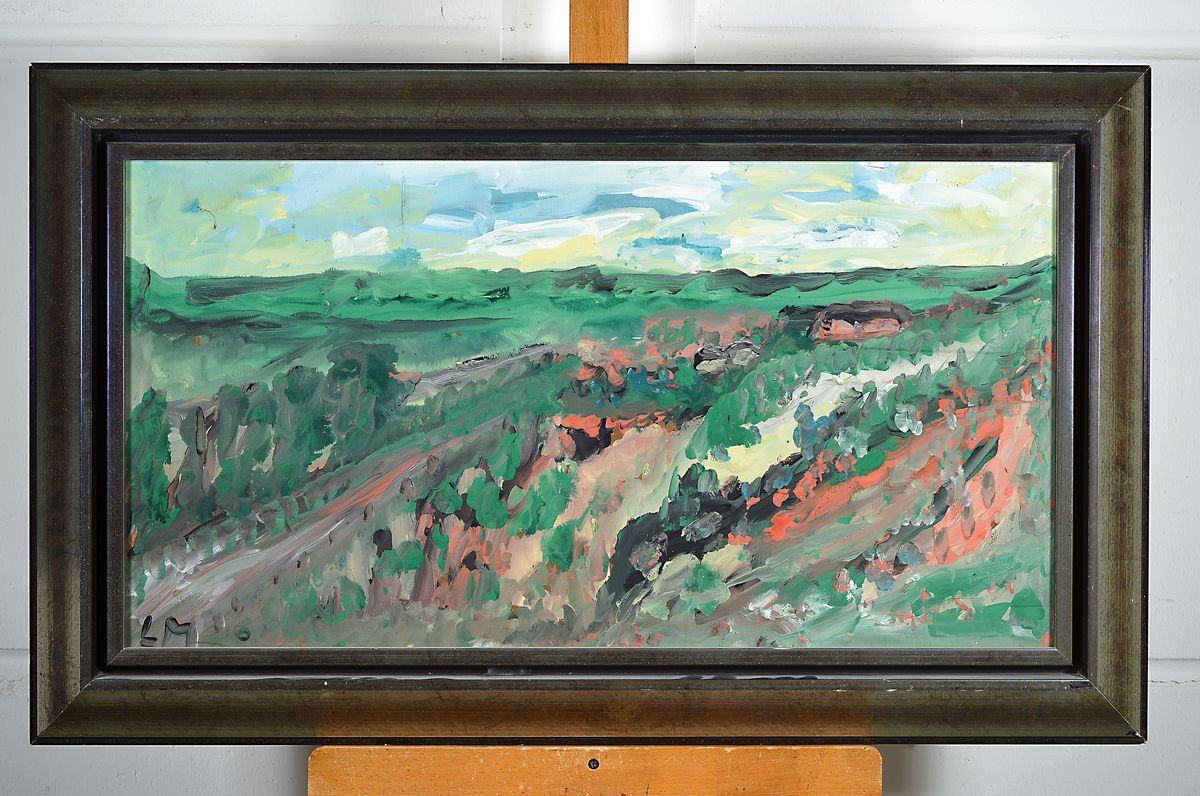 Detail k: Lothar Malskat, 1912 Königsberg-1988 Lübeck,Studium an der Akademie Königsberg, Landschaft im Herbst, Öl/Holz, monogrammiert, ca. 41x83cm, R. ca. ...