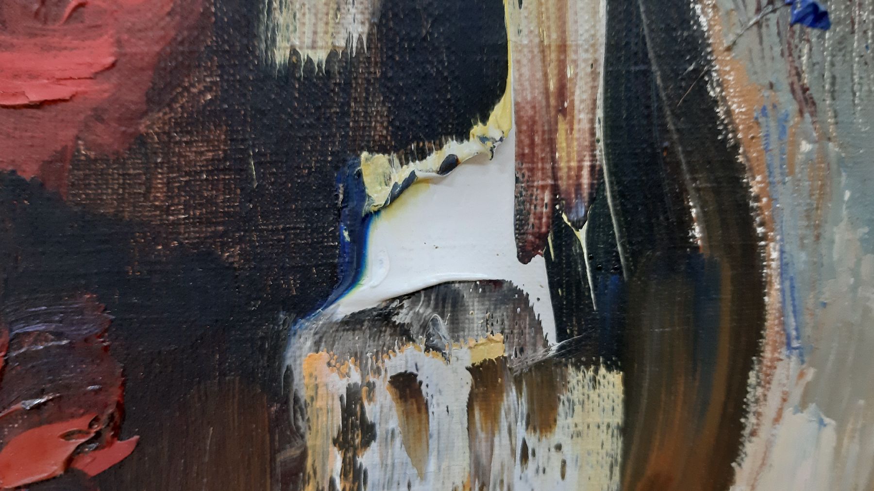Detail i: Janis Ferdinands Tidemanis, 1897 Ventspils/ Lettland-1964 Toronto/Kanada, Großes Stillleben mit Blumen in Vase, Äpfeln und blauem Teller, Öl/Lwd, ...