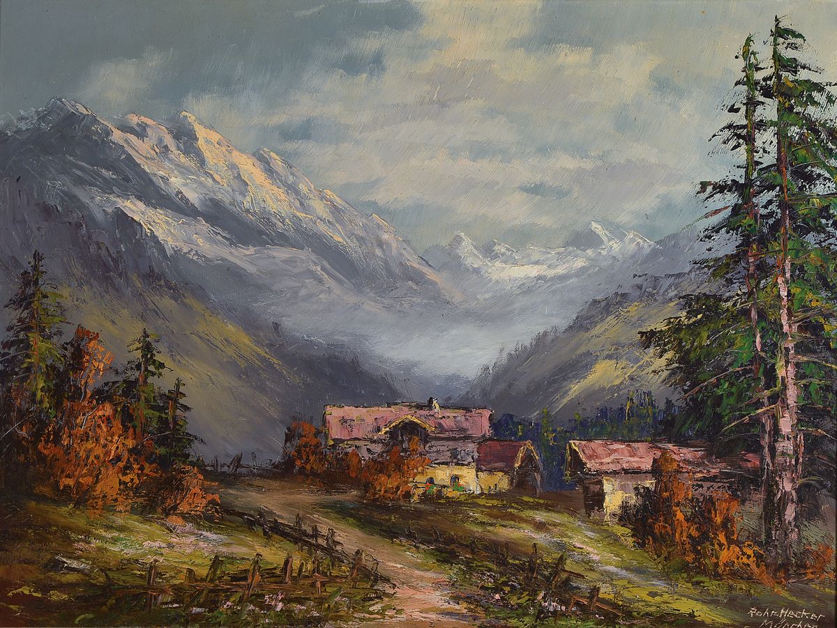 Friederike Rohr-Hecker, geb. 1926, Feld im Defreggertal, Öl/Lwd, links unten signiert, ca. 60x80cm, R. ca. 82x102cm